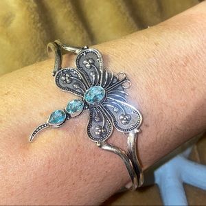 Blue Quartz Firefly cuff bracelet